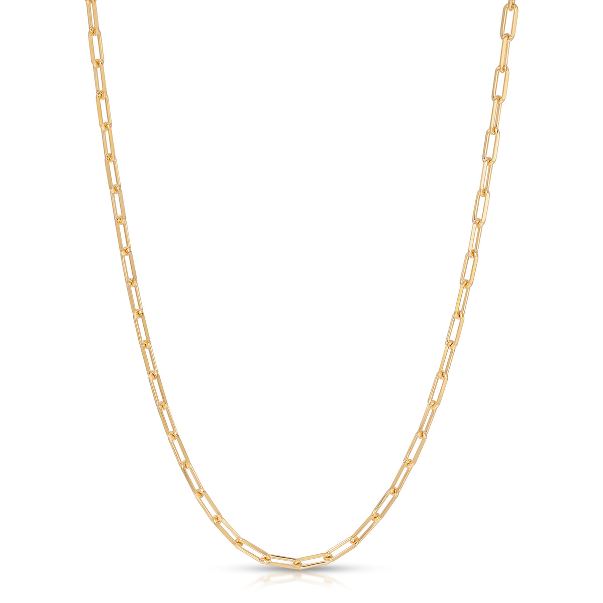 2.7mm Solid 14k Gold Diamond Cut Paperclip Chain