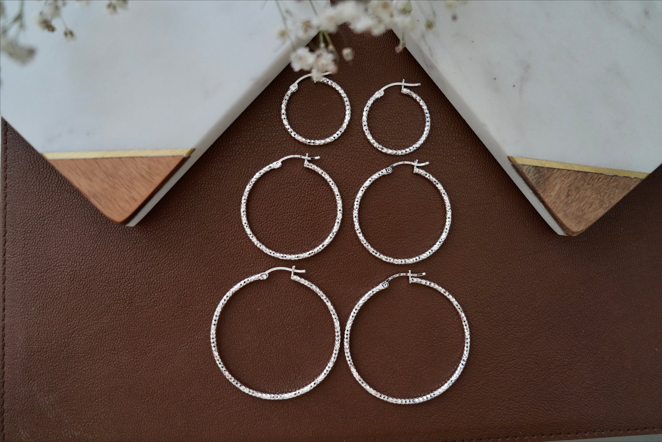 3pc set silver hoop earrings