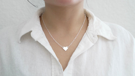 Heart necklace paperclip for women