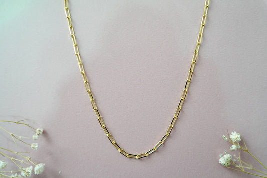 2.7mm Solid 14k Gold Diamond Cut Paperclip Chain