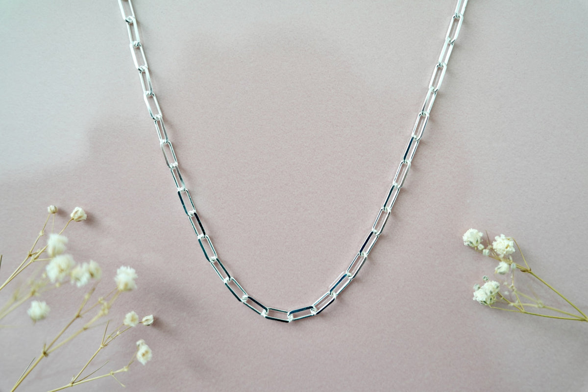 3.5mm Diamond Cut Paperclip Chain