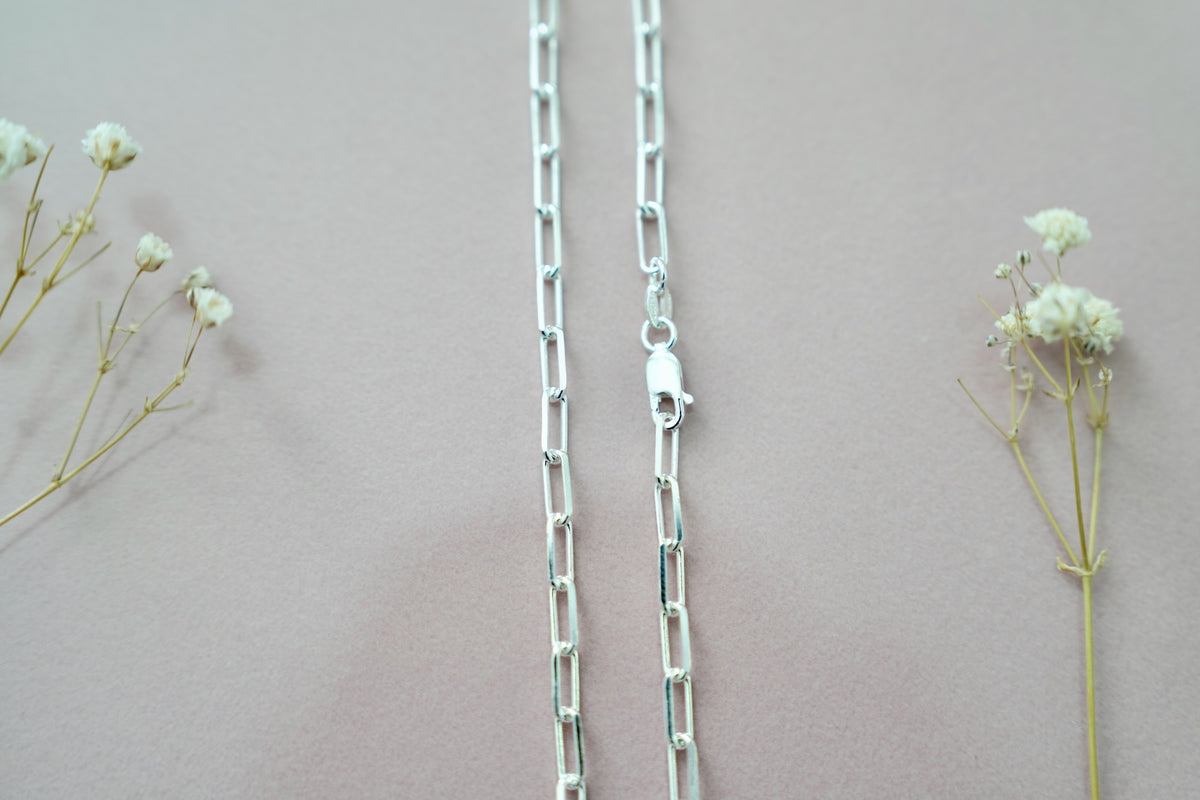 3.5mm Diamond Cut Paperclip Chain