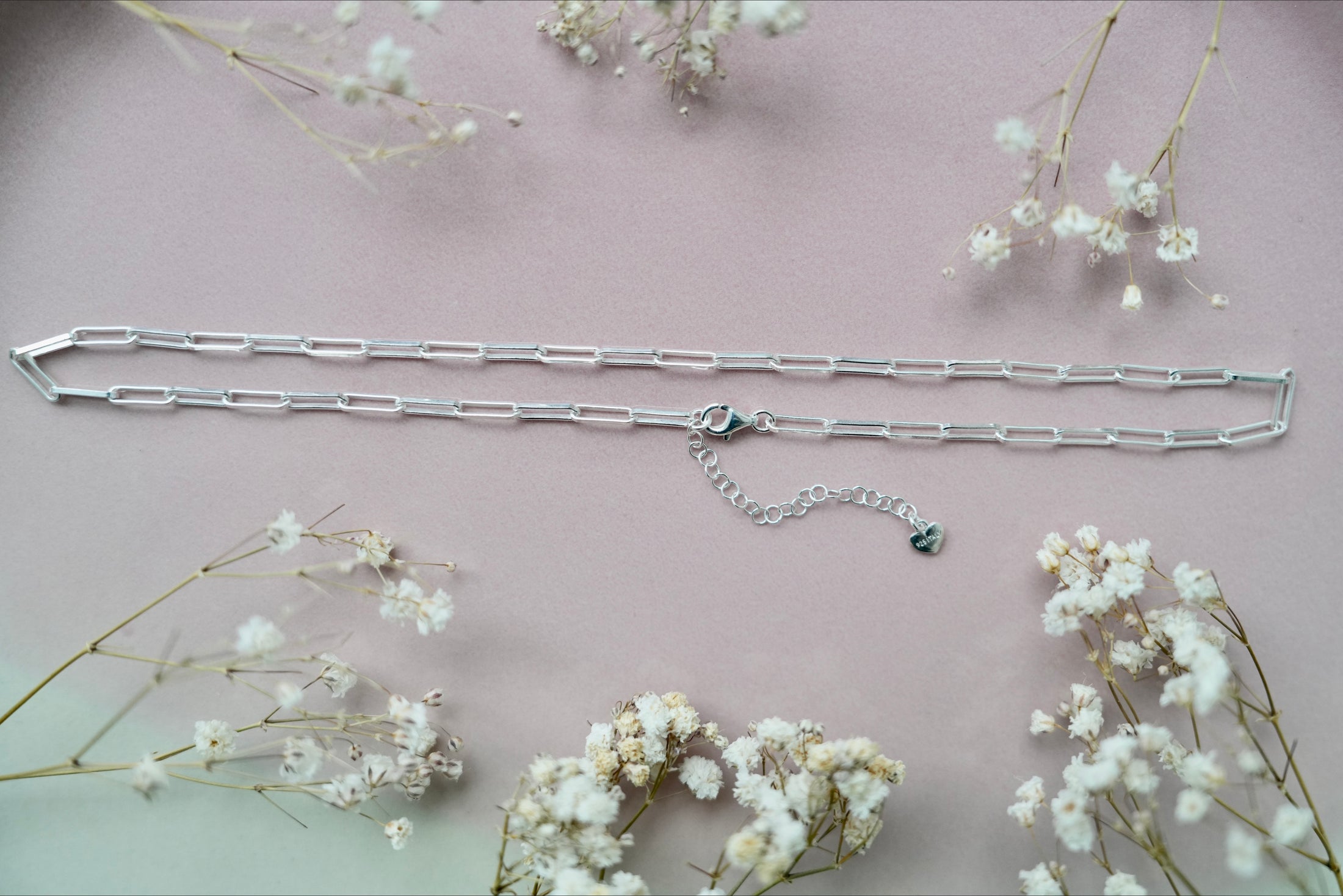 3mm sterling silver paperclip necklace