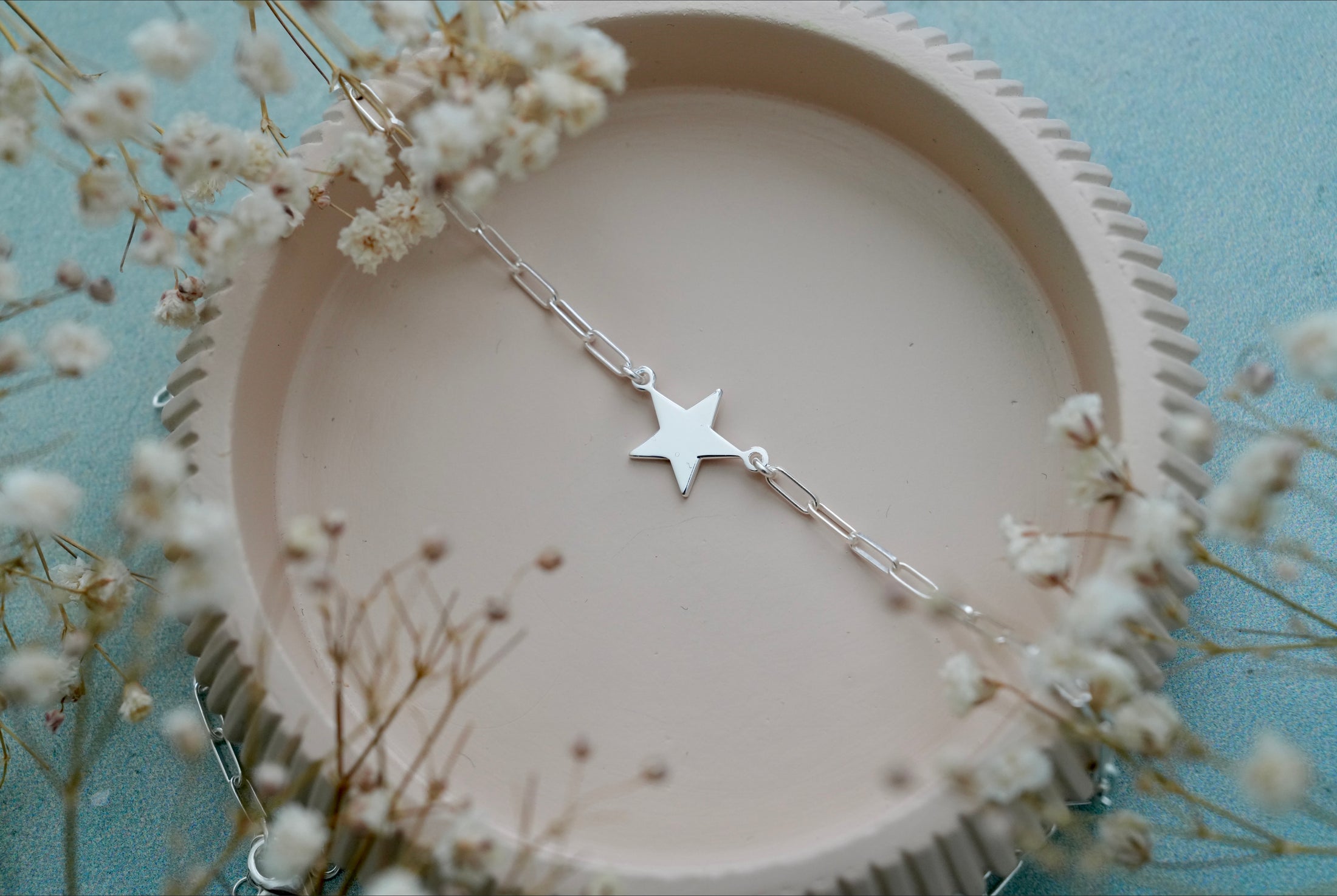 Silver paperclip Chain star pendant